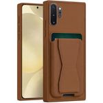 product_image_name-Generic-Leather Wallet Case Compatible with Samsung Galaxy Note 10+ Plus, Leather Back Cover With TPU Frame, Shockproof Protective Phone Case with Card Holder Stand (Brown)-1