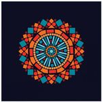 لوحة ماندالا مربعة سوداء 23 سم × 23 سم