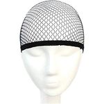 قبعة شعر صناعية قصيرة باللون الأسود من الشبك
