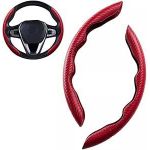 غطاء عجلة القيادة من الألياف الكربونية غير الانزلاقي، واقي عجلة القيادة المتين وغير الانزلاقي، تركيب سهل لعجلات القيادة (أحمر) - من كابر تريد