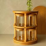 product_image_name-Generic-منظم توابل دوار مع برطمانات زجاج – حامل بهارات  للمطبخ حجم صغير-2