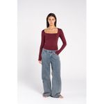 OUTDATED Square Neck Long Sleeve Bodysuit - Dark Maroon - image 2