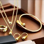 product_image_name-SHEIN-5pcs Elegant Water Drop Jewelry Set - Alloy Necklace, Bracelet, Earrings, Ring-Chinese Gold-2