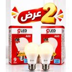Generic عرض 2 لمبة LED 9 وات A60 بقاعدة E27 وإضاءة دافئة