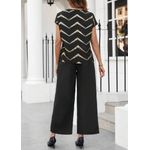 product_image_name-SHEIN-طقم SHEIN المكون من بلوزة مزخرفة وسروال بلون موحد-5