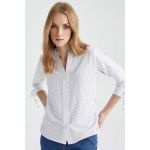 product_image_name-Defacto-Woman Fitted Crew Neck Bengalin Long Sleeve Shirt-1