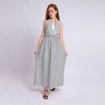 product_image_name-Kady-فستان طويل مزخرف بخطوط مع ظهر مكشوف - متعدد الألوان (أبيض وأسود) - كادي-3