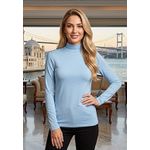 Women's Basic Cotton Long Sleeve Half Neck Top