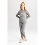 product_image_name-Defacto-Girl Regular Fit Knitted Pyjamas - Antra Melange-3