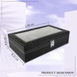 product_image_name-Generic-علبة ساعات وحافظة نظارات شمسية، منظم بستة فتحات للساعات وثلاث فتحات للنظارات الشمسية، باللونين الأسود والرمادي.-3