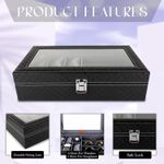product_image_name-Generic-علبة ساعات وحافظة نظارات شمسية، منظم بستة فتحات للساعات وثلاث فتحات للنظارات الشمسية، باللونين الأسود والرمادي.-4