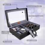 product_image_name-Generic-علبة ساعات وحافظة نظارات شمسية، منظم بستة فتحات للساعات وثلاث فتحات للنظارات الشمسية، باللونين الأسود والرمادي.-5