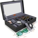 product_image_name-Generic-علبة ساعات وحافظة نظارات شمسية، منظم بستة فتحات للساعات وثلاث فتحات للنظارات الشمسية، باللونين الأسود والرمادي.-7