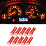 مجموعة لمبة عداد السرعة LED للسيارة، لمبات LED توفر لك إضاءة مثالية، تصميم مدمج وقوي، لمبات LED للسيارة من Safaya، لمبات Safaya T5 LED (أحمر - 10 قطع)