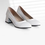 أحذية جلد التمساح الكلاسيكية - كعب 3 سم - أبيض