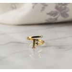 خواتم من الستانلس ستيل للنساء مخصصة بحرف F خاتم على شكل إصبع - مقاس حر