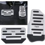 أغطية دواسات الفرامل للسيارة من المعدن، دواسات مضادة للانزلاق محترفة، غطاء دواسة بديل لإكسسوارات السيارات (مجموعة دواسات أوتوماتيكية - قطعتين - لون فضي)