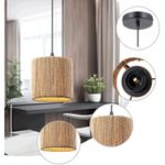 product_image_name-Generic-Boho Vintage Rattan Pendant Light, Bedroom Ceiling Lamp, Dining Table Hanging Basket, Braided Lampshade, E27 Living Room Light-2