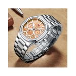 product_image_name-MINI FOCUS-ساعات كوارتز للرجال من الفولاذ المقاوم للصدأ فضية وبرتقالية 0610-3