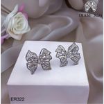 3Diamonds حلق فراشة مطلي بلاتين وروديوم بفصوص زركون - جودة عالية ، تصميم أنيق وفاخر