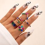 product_image_name-Generic-طقم خاتم مطلي بلون الذهب للنساء - 5 خاتم - 1 طقم-2