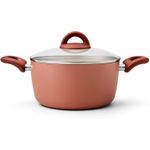 8697410935033  20cm New Granite Cooking Pot with Lid, Non-Stick, Ideal for Family Meals - Mauve