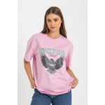 product_image_name-Esla-Short Sleeves Urban Rocker Eagle Print Tee - Pink-2