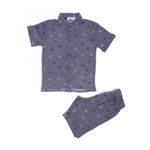 product_image_name-Generic-طقم أولاد بأكمام قصيرة بتصميم ذاتي وياقة ماندارين باللون الأزرق الداكن-1