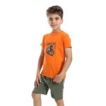 Andora Solid Pattern Cotton Pajama Set - Orange & Green - image 2