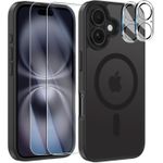 product_image_name-Generic-جراب مغناطيسي لهاتف آيفون 16 مزود بلوحتي حماية من الزجاج المقوى ولوحتي حماية للكاميرا، متوافق مع نظام MagSafe، غطاء خلفي مقاوم للخدش والصدمات مصنوع من مادة TPU، مقاس 6.1 بوصة (أسود)-1