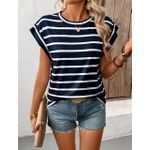 product_image_name-SHEIN-بلوزة تي شيرت مخططة بياقة دائرية وقصة راجلان-2