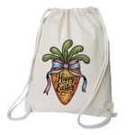 Happy Easter Drawstring Bag, Natural Cotton, Colourful Festive Print, Lightweight Backpack