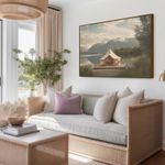 product_image_name-Home Gallery-موقع تخييم فاخر مع لوحة جدارية رائعة مؤطرة بجبل البحيرة 60 * 40-5