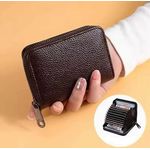 product_image_name-General-Smart Leather Mini Wallet – RFID Blocking Leather Card Holder for Men & Women- Stylish, Compact & Secure (Brown)-2