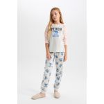 product_image_name-Defacto-Girl Regular Fit Knitted Pyjamas - Grey Melange-1