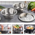 product_image_name-Generic-وعاء متعدد الاستخدامات مصنوع من الستانلس ستيل مزود بغطاء، يمكن استخدامه كوعاء لمزج السلطو او قطاعة جبن او مصفاة لغسل الخضروات والفواكه والارز-5