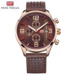 MINI FOCUS MF0016G Leather  Watch - For Men - Brown/Gold