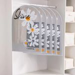 product_image_name-Generic-مجموعة من 5 أكياس للملابس لتخزين الخزانة، غطاء بدلة بلاستيكي بسحاب، ضد الماء وشبه شفاف، لحماية الملابس مثل البدلات والمعاطف والسترات والفساتين، بحجم 60 × 140 سم (رمادي).-1
