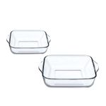 مجموعة قدور مستطيلة مقاومة للحرارة من الزجاج التركي، قطعتان