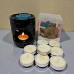 product_image_name-Generic-طقم تعطير المنزل الفاخر، فواحة فخار سوداء مع 10 شموع تي لايت و100 جرام شموع فوندو معطرة للديكور المنزلي-2