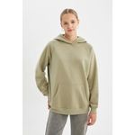Defacto Woman Oversize Fit Long Sleeve Sweat Shirt - LT.KHAKI