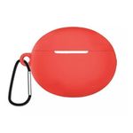 جراب حماية لسماعات هواوي فري بودز مصنوع من السيليكون مع سلسلة مفاتيح احمر