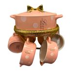 طقم شوربه بورسلين فيونكة منقط عدد 8 قطع علي حامل مودهب خامه عالي الجوده