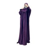Velvet pleated abaya with matching headscarf - Purple