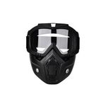 Motorcycle Helmet Goggles with Removable and Detachable Face Mask, Durable and Anti-Fog with Heating and Mouth Filtering with Adjustable and Non-Slip Fastener Strap (Clear) 