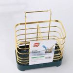 product_image_name-Generic-Luxury Gold Metal Cutlery Drainer Stainless Steel Flatware Holder & Organizer Modern Fork & Knife Strainer for Kitchen Counter & Buffet Decor-1