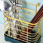 product_image_name-Generic-Luxury Gold Metal Cutlery Drainer Stainless Steel Flatware Holder & Organizer Modern Fork & Knife Strainer for Kitchen Counter & Buffet Decor-3