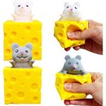 كرة ضغط سكويشي على شكل فأر جبن (عبوة من قطعتين) ألعاب تخفيف القلق، ألعاب ضغط حسية لطيفة للأطفال والبالغين، كرة سكويشي مضحكة