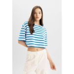 product_image_name-Defacto-Woman Fitted Short Sleeve T-Shirt - Royal-1