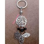 product_image_name-Pink-سلسلة مفاتيح للجنسين من معدن فضي مع كريستال أسود "اللّه خير حافظ"-1